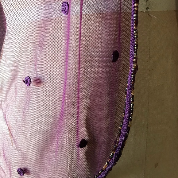 Purple mesh beaded ballerina style jacket romantic BoHo fairy - Picture 5 of 9